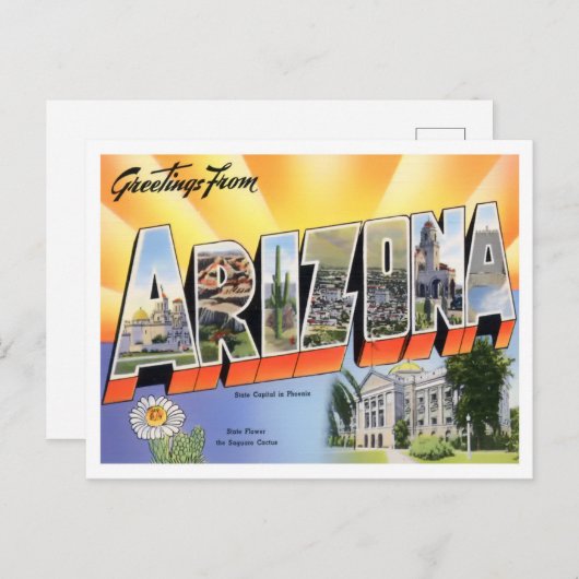 Arizona Vintage Großbuchstaben Postkarte (Vorne/Hinten)