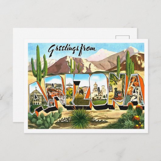 Arizona Vintage Großbuchstaben Postkarte (Vorne/Hinten)
