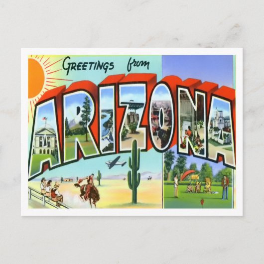 Arizona Vintage Großbuchstaben Postkarte (Vorderseite)