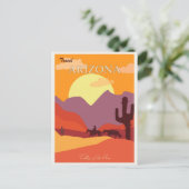Arizona Vintage Wüste Kaktus Bergtour Postkarte (Stehend Vorderseite)