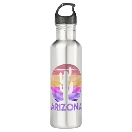 Arizona - Vintager Retro-Kaktus Souvenir Edelstahlflasche (Vorderseite)