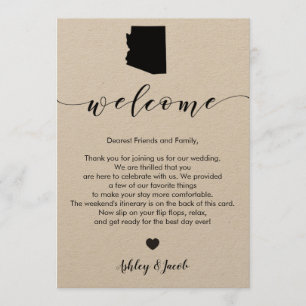 Arizona Wedding Welcome Letter & Itinerary Card Programm