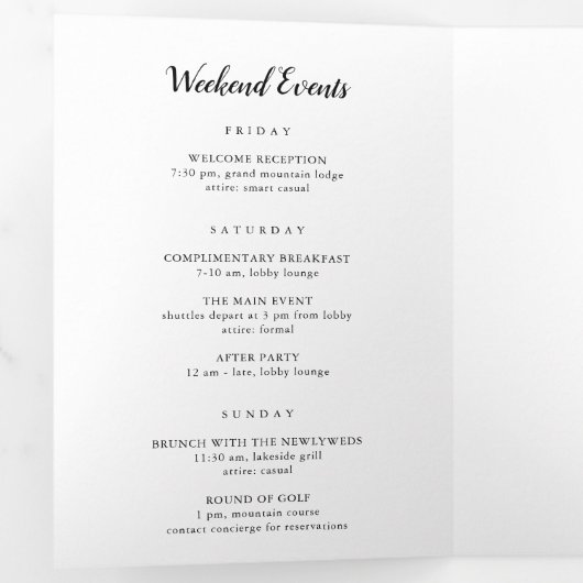 Arizona Wedding Welcome Letter & Itinerary Dreifach-gefaltete Programmkarte (Innen Erste Seite)