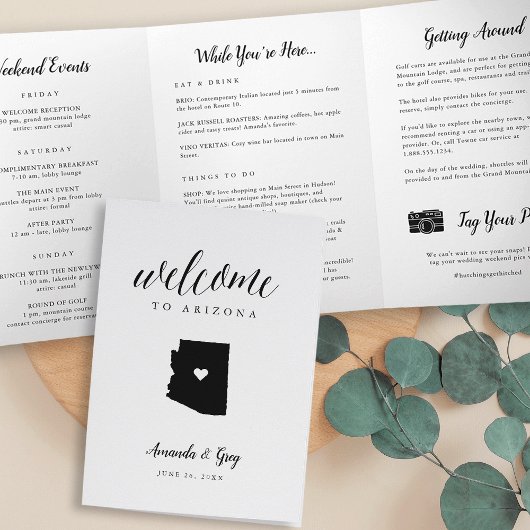 Arizona Wedding Welcome Letter & Itinerary Dreifach-gefaltete Programmkarte