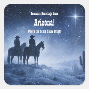 Arizona Weihnachten Country Western Cowboy Quadratischer Aufkleber