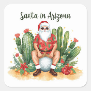 Arizona Weihnachten mit dem Weihnachtsmann auf Gol Quadratischer Aufkleber