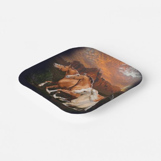 Arizona Wild Pferde Pappteller (Gewinkelt)