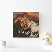 Arizona Wild Pferde Quadratische Wanduhr (Zuhause)
