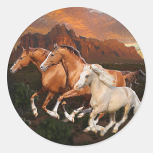 Arizona Wildpferde Runder Aufkleber