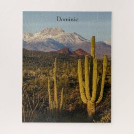 Arizona Wüste Saguaro Cacti Snowy Mountain Puzzle