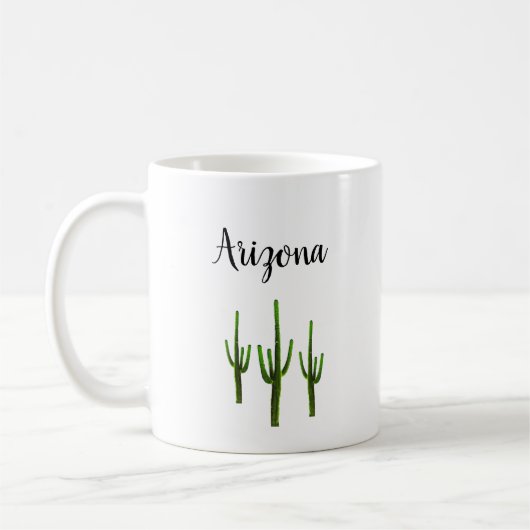 Arizona Wüste Saguaro Kaktus Typografie Kaffeetasse (Links)