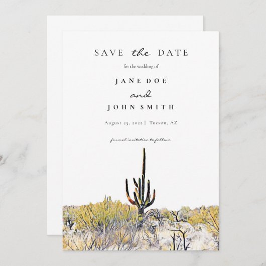 Arizona Wüste Saguaro Save the Date (Vorne/Hinten)