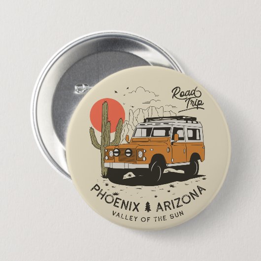 Arizona Wüste Sunset Road Trip Cactus Phoenix Button (Vorne & Hinten)
