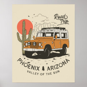 Arizona Wüste Sunset Road Trip Cactus Phoenix Poster