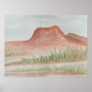 Arizona-Wüsten-Gebirgslandschaft Aquarell  Poster