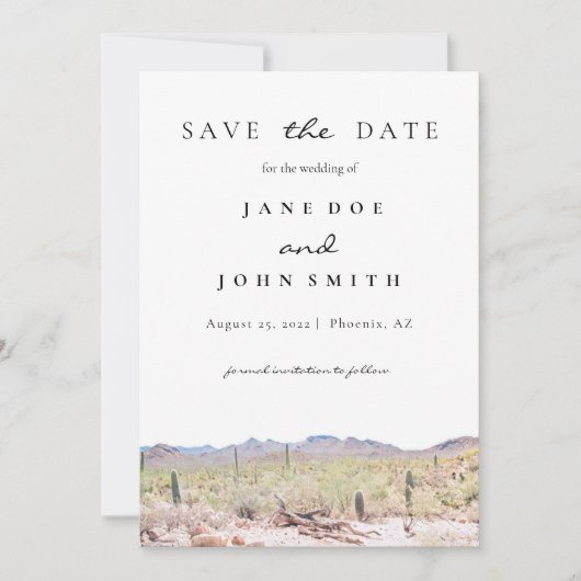Arizona Wüstenberg Saguaro Save the Date (Vorderseite)