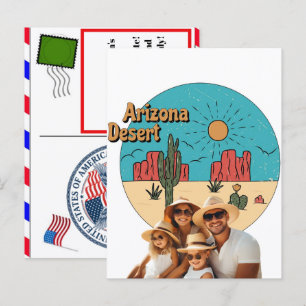 Arizona-Wüstenflair mit Kaktus und Berg Feiertagspostkarte