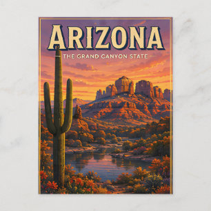 Arizona Wüstenkaktus Berg Sonnenuntergang Ansichte Postkarte
