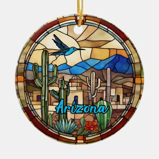 Arizona-Wüstenkaktus Keramik Ornament (Vorne)