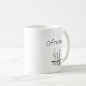 Arizona-Wüstenkaktus SüdwestSchwarz-weiß Kaffeetasse (VorderseiteRechts)