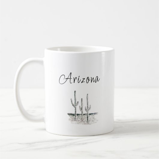 Arizona-Wüstenkaktus SüdwestSchwarz-weiß Kaffeetasse (Links)