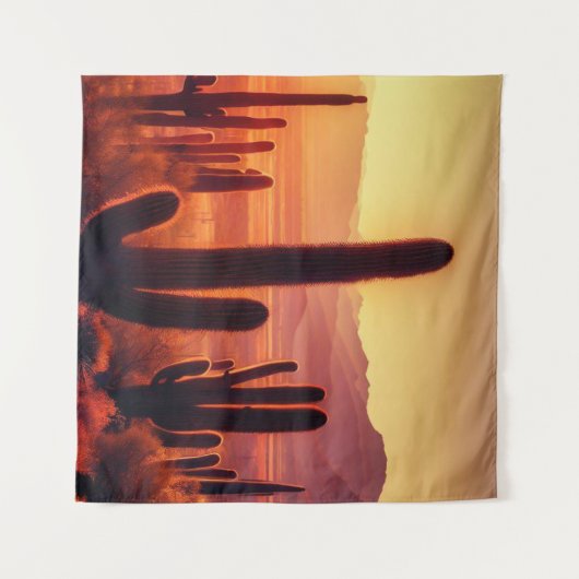 Arizona-Wüstenkaktus Wandteppich (Vorderseite (Horizontal))