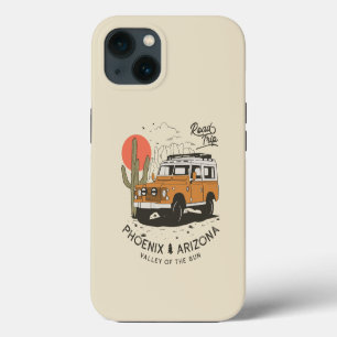 Arizona Wüstenuntergangstraßen-Trip Kaktus Phoenix iPhone 13 Hülle