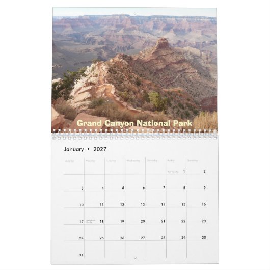 Arizonas spezielle Plätze Kalender (Jan 2027)