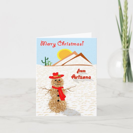 Arizonatumbleweed-Schneemann-Weihnachten Feiertagskarte (Vorderseite)