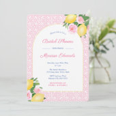 Arkaden Rosa und Weiß Brautparty Einladung (Stehend Vorderseite)
