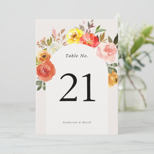 Arkadenherbst Hochzeit im Herbst Tischnummer (Stehend Vorderseite)
