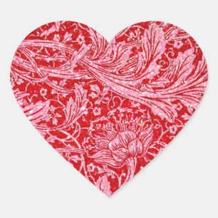Arkadien, Vintag, weicher Glitzer, rot und weiß Herz-Aufkleber