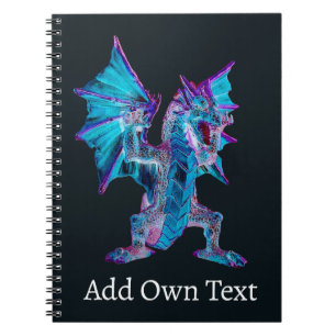 Arkane Blaue Feuer-Drachen-Elementarzauber-Fantasy Notizblock