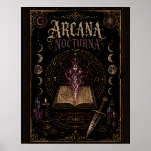 Arkanes Nocturnes gothisches Grimoire mit mystisch Poster