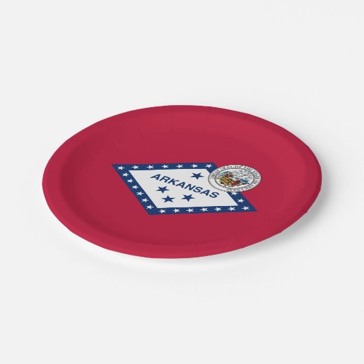 Arkansan Flag & Seal, Flag of Arkansas Pappteller (Schrägansicht)