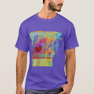 Arkansas AK Liebe Eine Farbige Aquarell-Staatskart T-Shirt