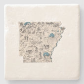Arkansas Antique Picture Map Vintager Staat Chart Steinuntersetzer (Vorderseite)