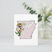 Arkansas AR Map & Douglas MacArthur Cartoon Postkarte (Stehend Vorderseite)