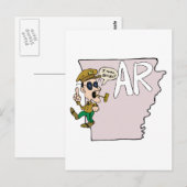 Arkansas AR Map & Douglas MacArthur Cartoon Postkarte (Vorne/Hinten)
