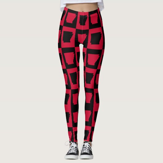 Arkansas Black and Red Pattern Leggings (Vorderseite)