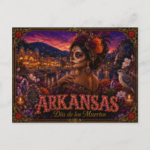 Arkansas Día de los Muertos Retro Postkarte