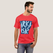 Arkansas Doodle Letters Map Outlineblue T-Shirt (Vorne ganz)