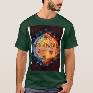 ARKANSAS FLAG BASKETBALL FEUER UND EISEN T-Shirt