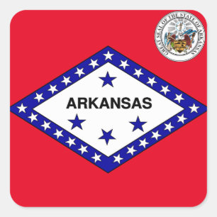 Arkansas-Flagge Quadratischer Aufkleber