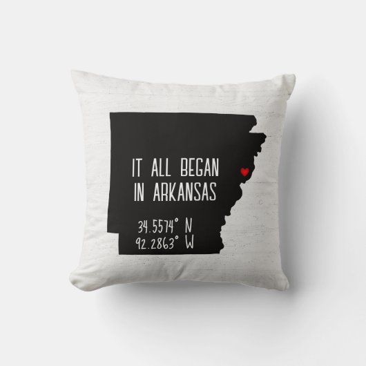Arkansas GPS Koordinaten mit Herz Kissen (Vorderseite)