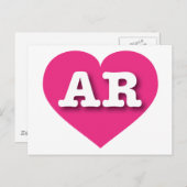 Arkansas Hot Pink Heart - I Liebe AR Postkarte (Vorne/Hinten)