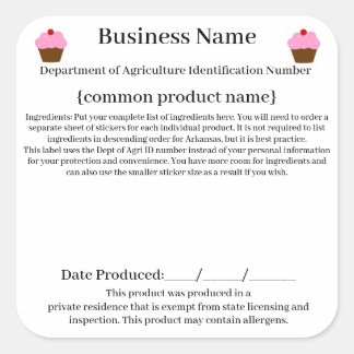 Arkansas Hütte Law/ Food Freedom Act 2021 w/ID# Quadratischer Aufkleber