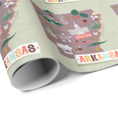 Arkansas Illustriert: USA Travel Map Geschenkpapier (Rolleneckpunkt)