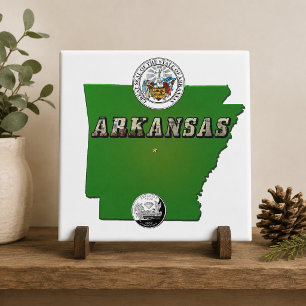 Arkansas-Karte, Siegel und State Faux Quarter Fliese