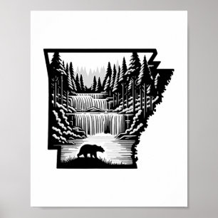 Arkansas Karte und Landschaft Poster
